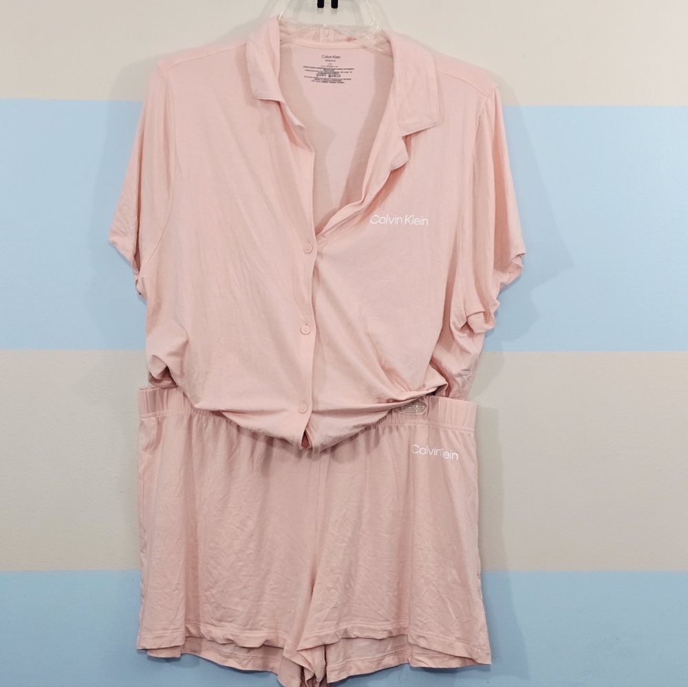 Calvin Klein Pink Short Sleeve Pajama Set - Picture 2 of 6